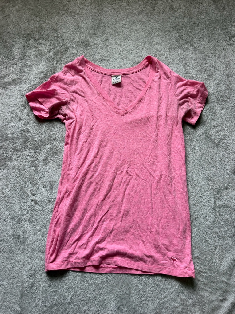 PINK Victoria's Secret Hot Pink V-Neck Short Sleeve Tee